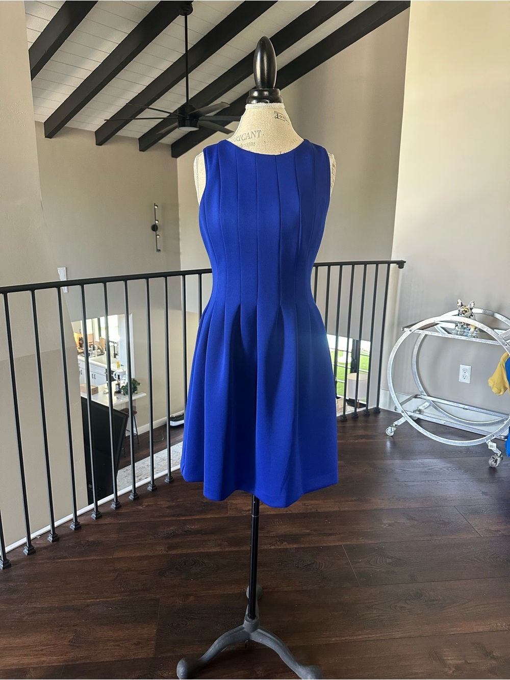 Classic Sleeveless Fit-and-Flare Dress in Royal Blue